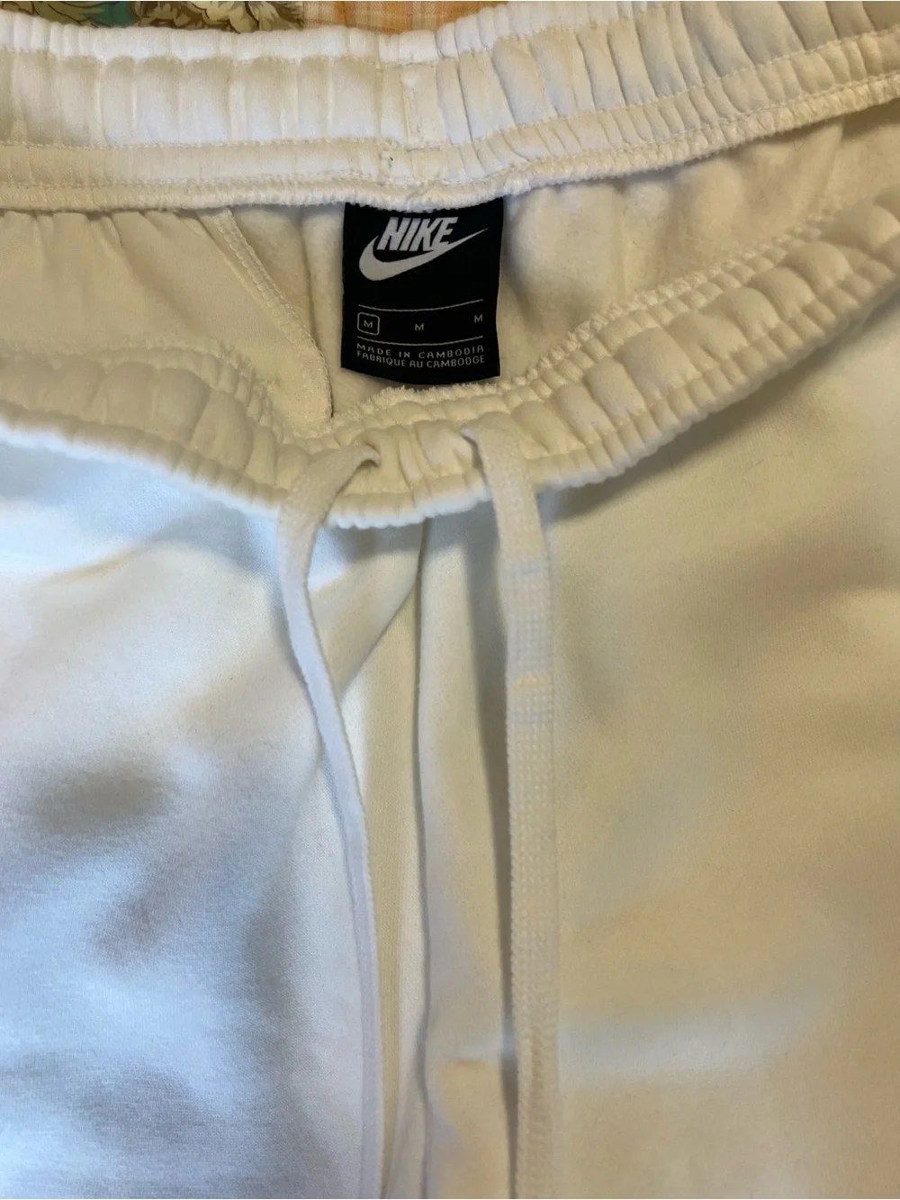 Nike White Track Joggers with Black Swoosh